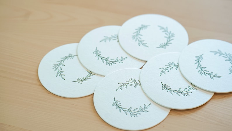 Botanical Letterpress Paper Coaster Set - Thumbnail 4