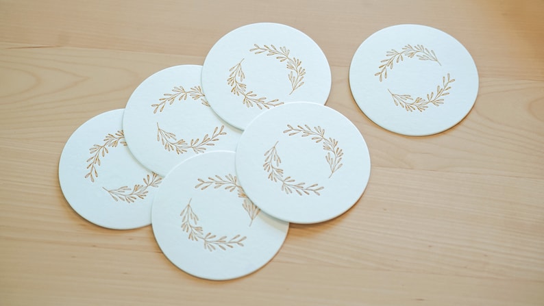 Botanical Letterpress Paper Coaster Set - Thumbnail 3