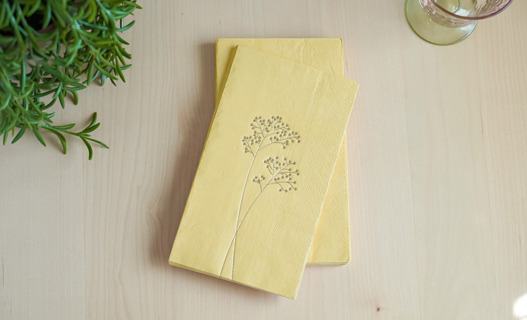 Mustard Gold Foil Napkin Paper, Disposable Napkins, Wedding Paper