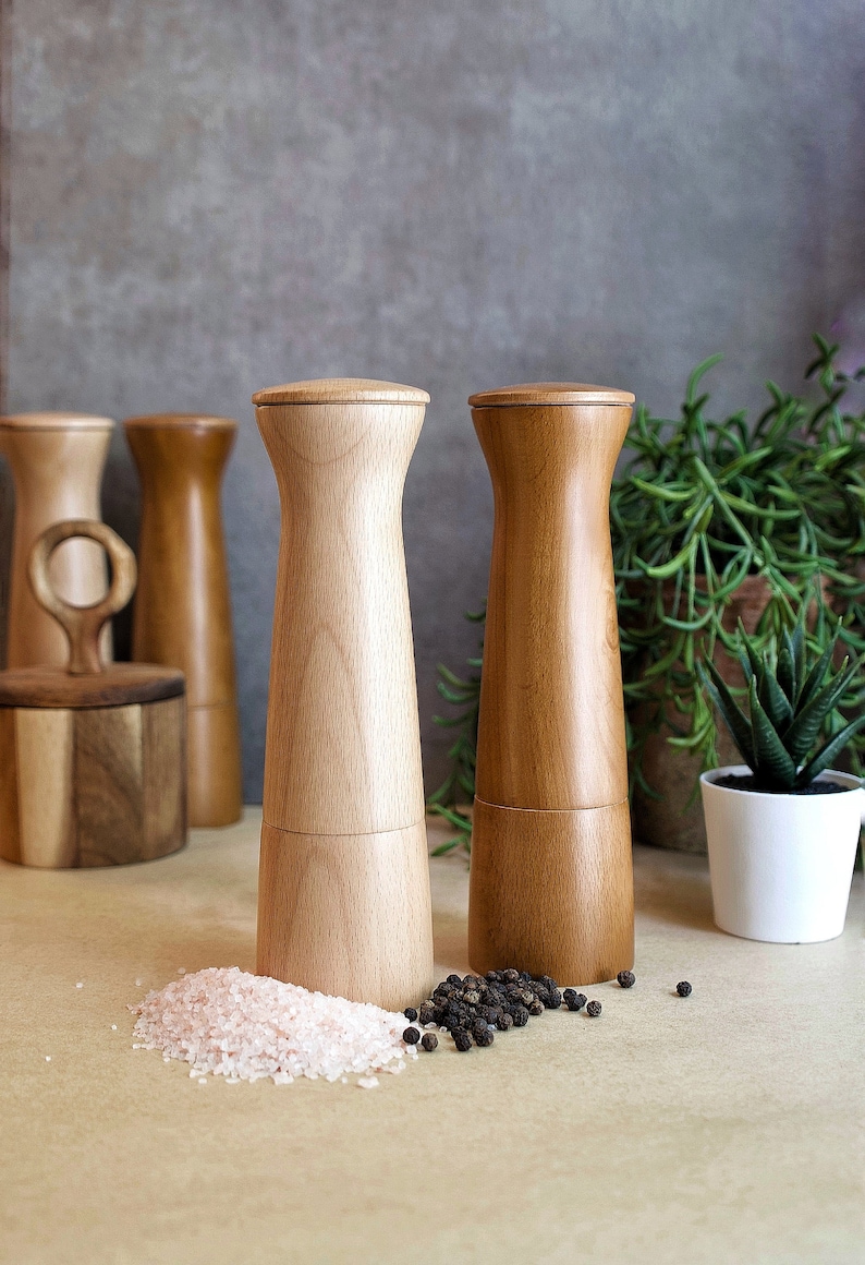 Wooden Salt and Pepper Grinder, Wood Pepper Grinder, Handcrafted Salt and Pepper Mill, Pepper shaker,Salt and Pepper Shaker, Wedding Gifts image 1