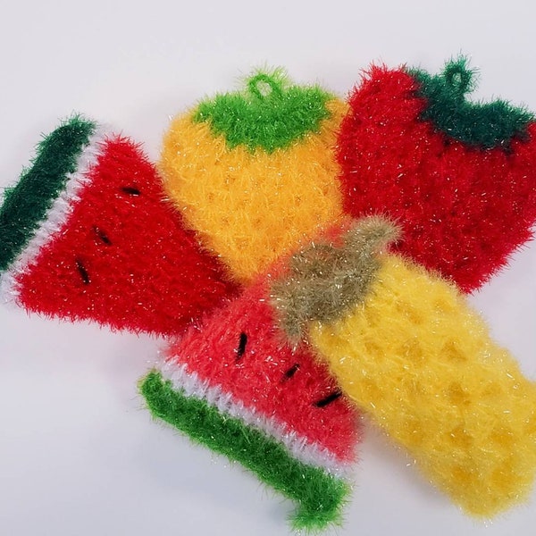 100%Handmade Dish Scrubber Crochet Mix Fruit Design Dishwash Scrubbies