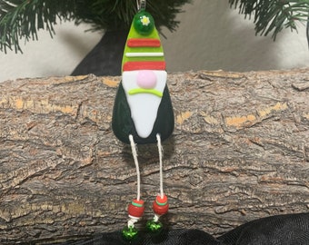 Fused Glass Gnome Ornament