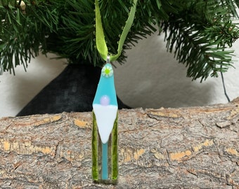 Fused Glass Gnome Ornament
