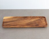 Acacia Wood Rectangle Tray - Fits 3 Cork Balls 3 Acacia Pantry Jars 3 Amber Bottles and more Kitchen Storage