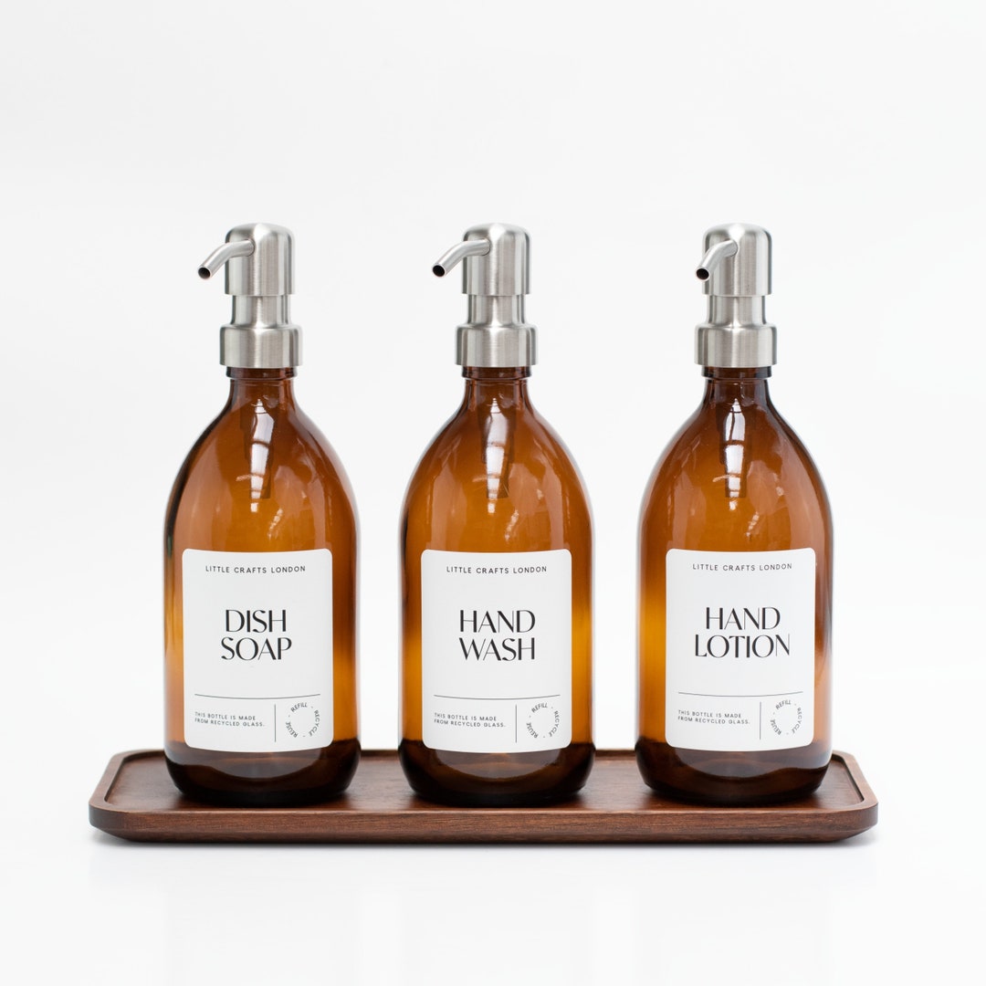 Set of 3 Reusable Amber Glass Bottles 500 ML With Stainless Etsy UK