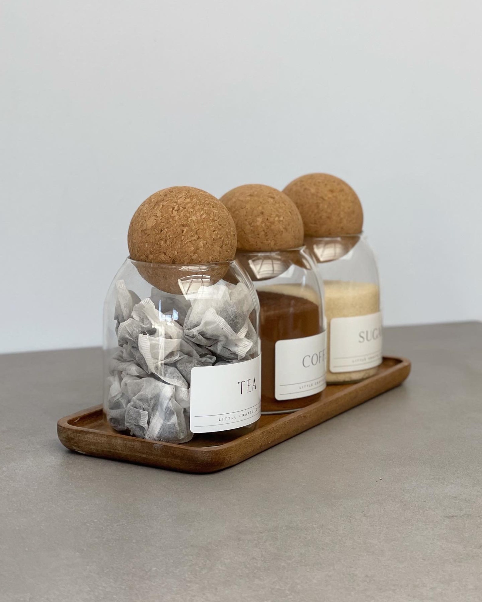 Set of 3 Cork Ball Glass Jars 500 ML Tea Coffee Sugar Pantry Etsy UK