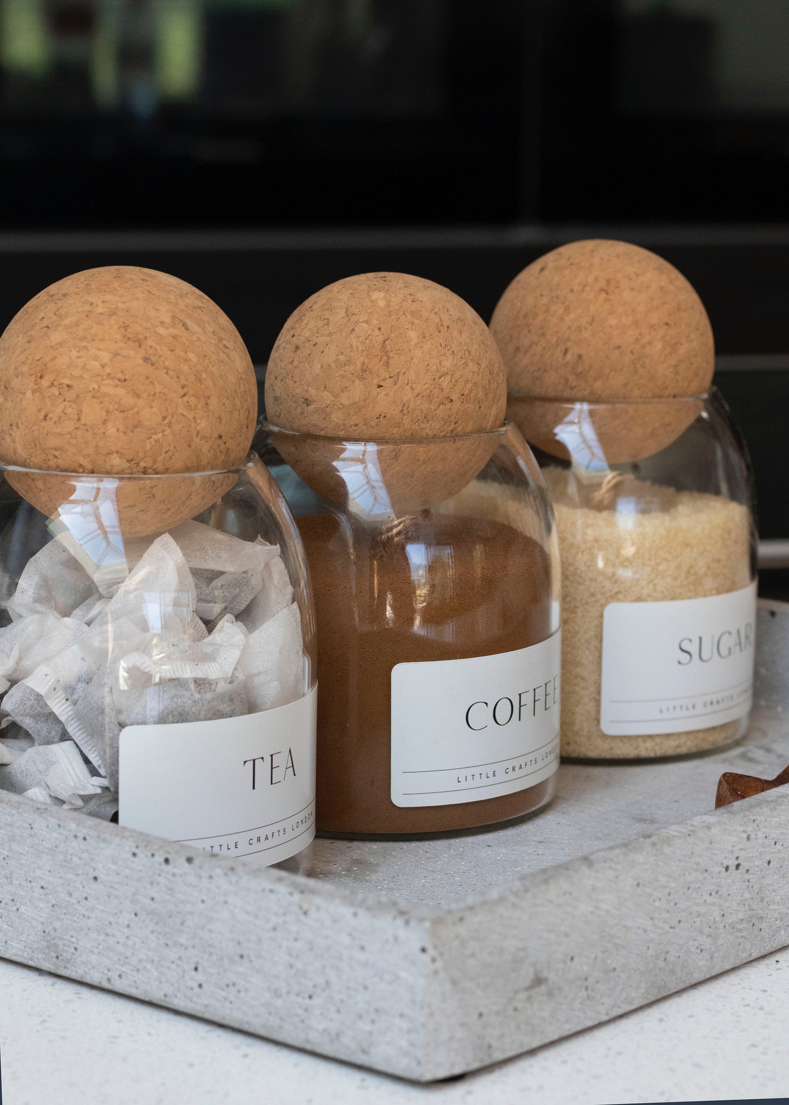 Set of 3 Cork Ball Glass Jars 500 ML Tea Coffee Sugar Pantry Etsy