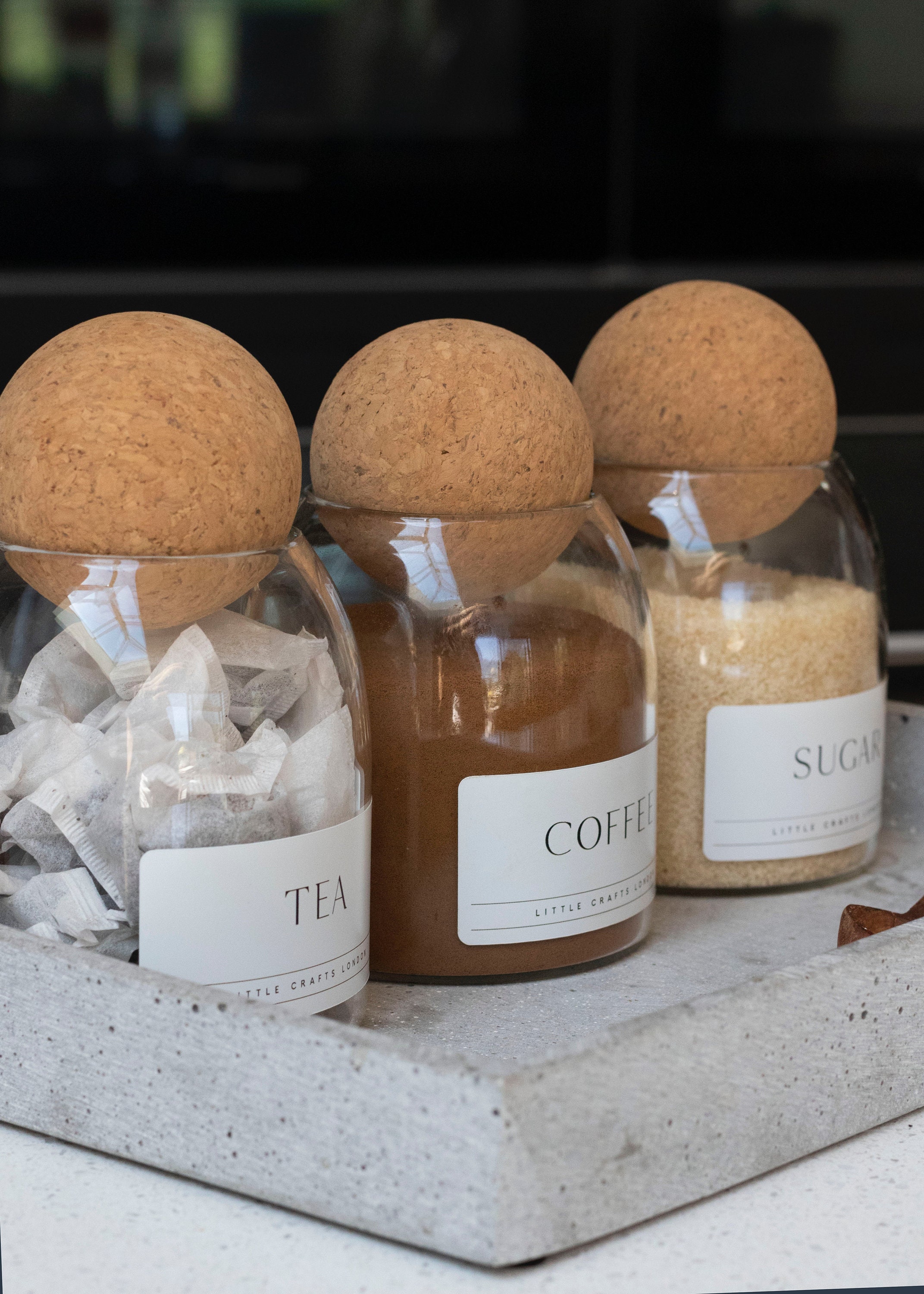 Set of 3 Cork Ball Glass Jars 500 ML Tea Coffee Sugar Pantry Etsy UK