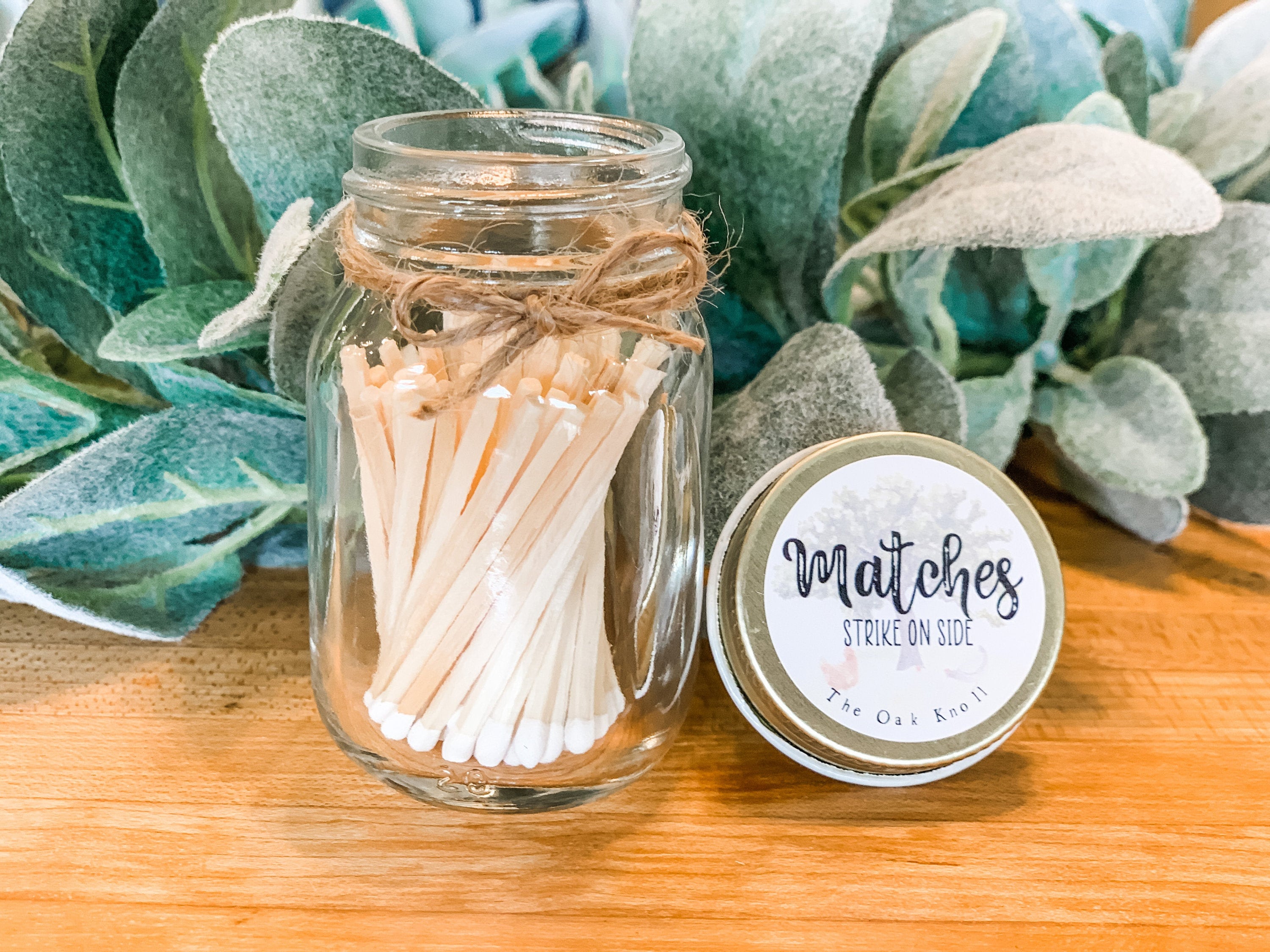 Matchstick Jar All White Matches Mini Glass Mason Jar Etsy