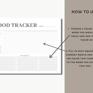 Daily Mood Tracker, Yearly Mood Log, Simple &amp; Clean Printable PDF ...