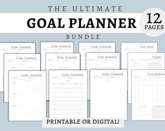 Ultimatives Goal Planner Bundle | Einfach, Minimal, Ästhetisch | Goal Setting Kit | Goal Digger Bundle | Digitaler, druckbarer Zielplaner PDF