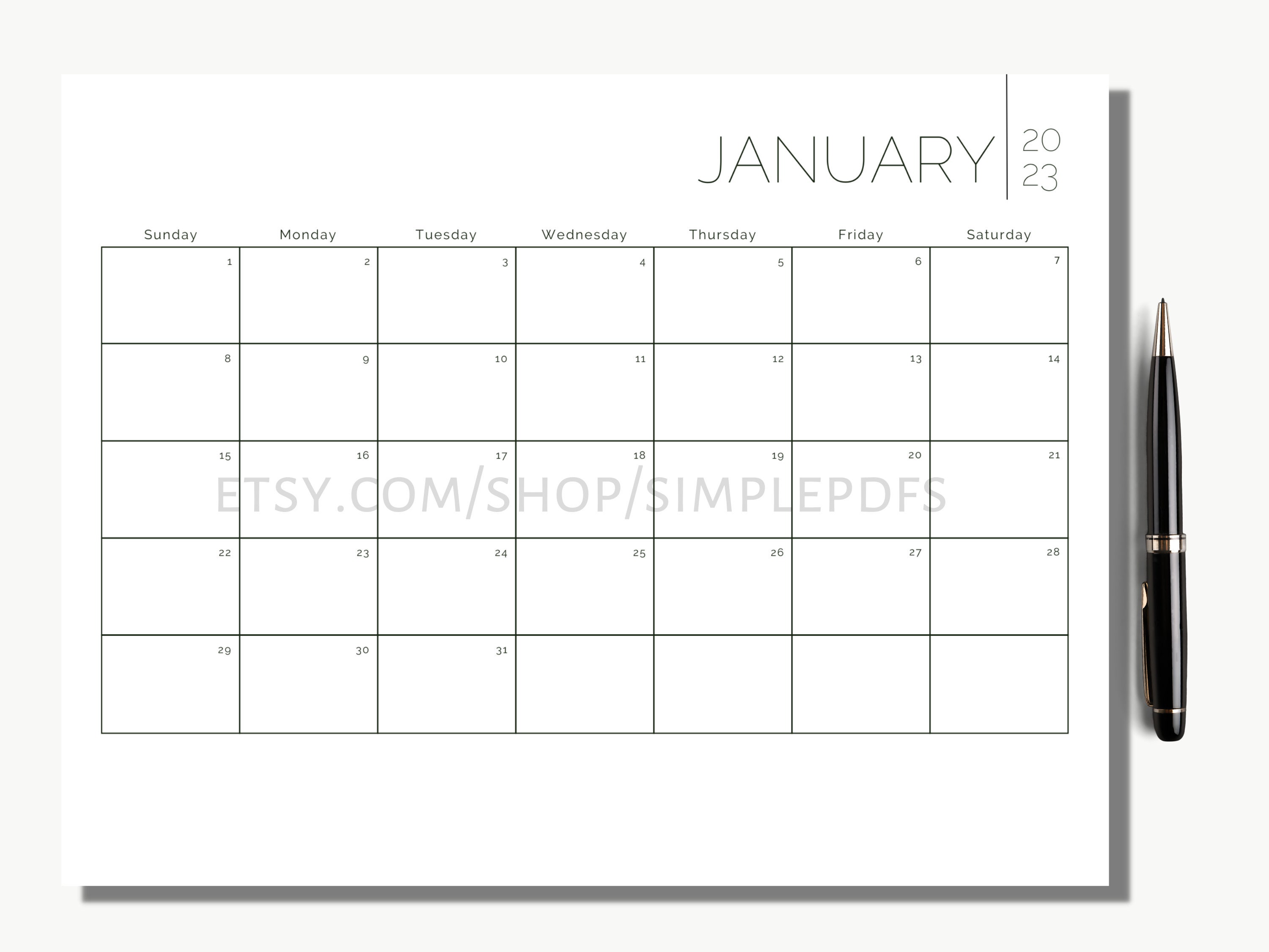 2022 - 2023 Monthly Calendars, Clean & Minimal, Digital or