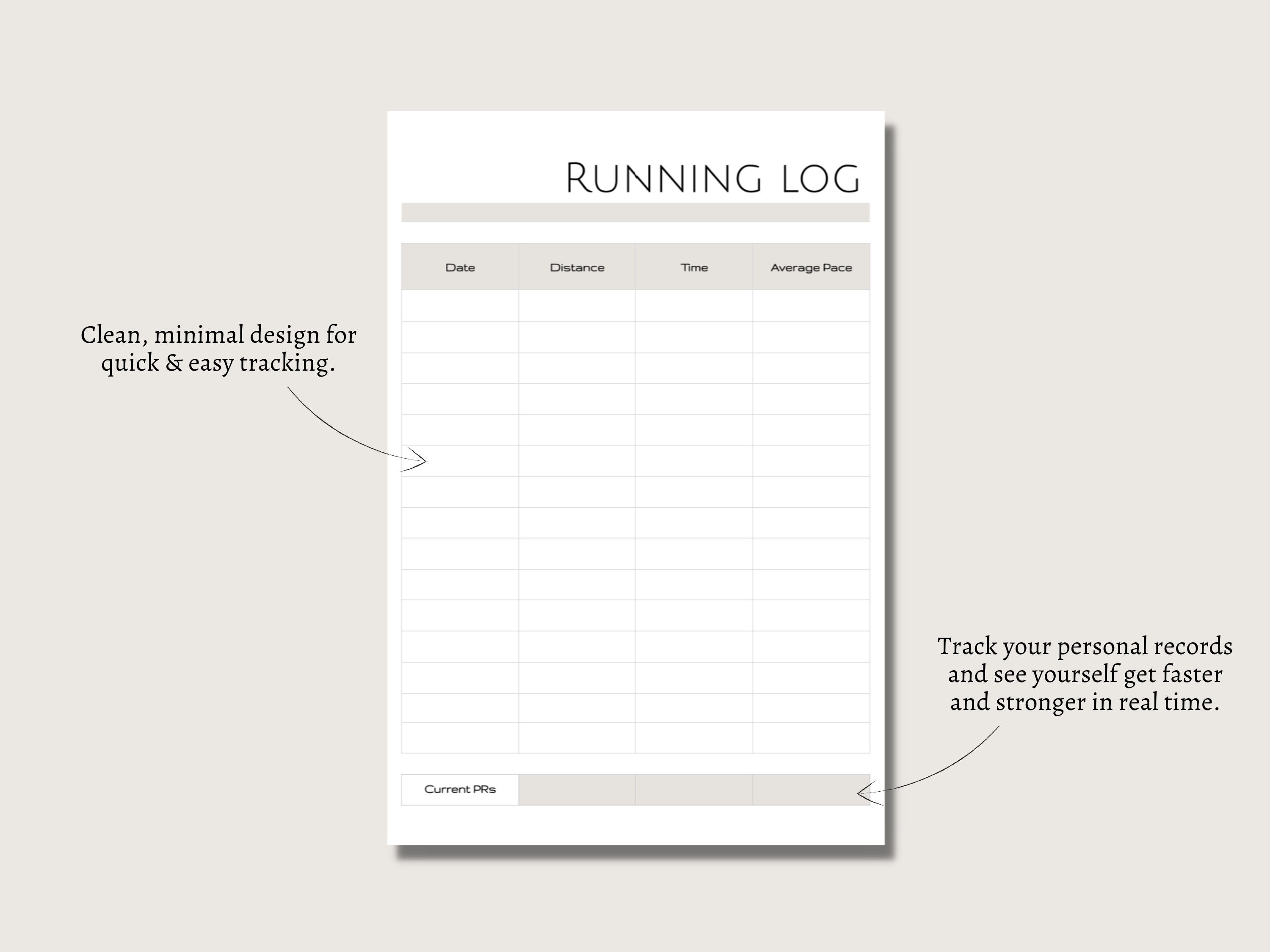 Running Log, Run Tracker, Running Journal PDF | Printable or Digital ...