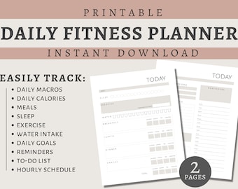Täglicher Makro & Kalorien Tracker | Digital oder druckbar | Mahlzeit Planer, Wasser Tracker | Abnehmen | Täglicher Fitness-Planer | US Letter