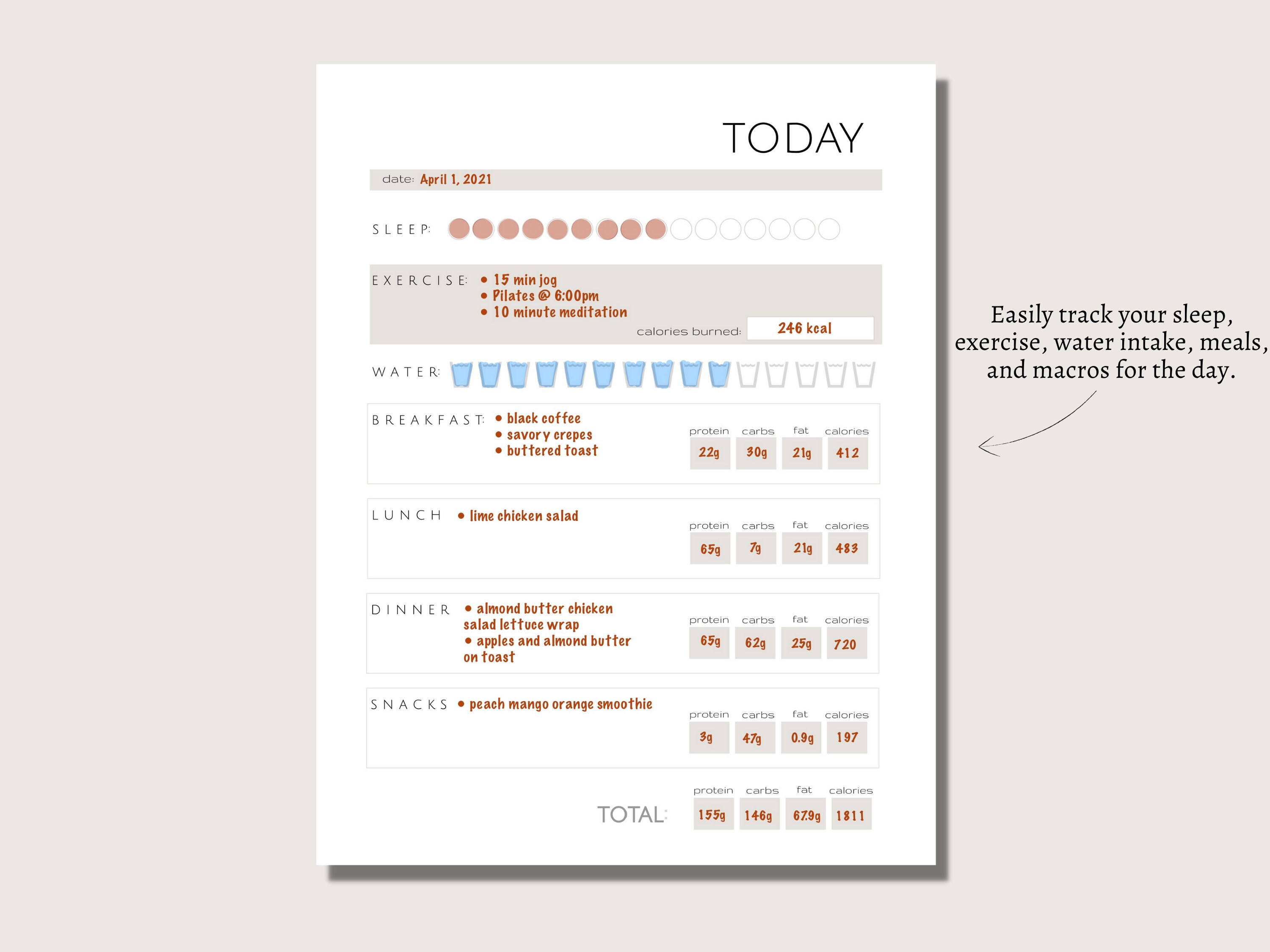 Daily Macro & Calorie Tracker | Digital or Printable | Meal Planner ...