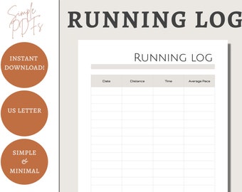 Running Log, Run Tracker, Running Journal PDF | Printable or Digital | Weight Loss | Fitness Planner | US Letter