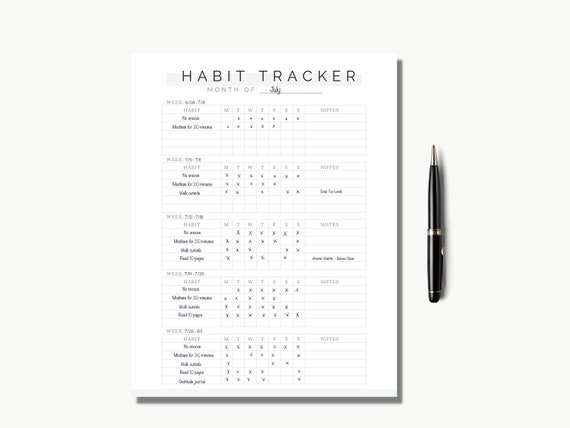 Weekly Monthly Habit Tracker Daily Habit Log Printable PDF | Etsy