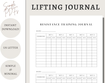 Lifting Journal, Krafttraining Log, Weight Lifting Tracker zur Gewichtsreduktion | Ausdruckbarer oder digitaler Fitness-Planer | US Letter