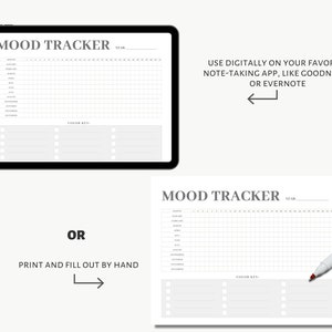 Daily Mood Tracker, Yearly Mood Log, Simple &amp; Clean Printable PDF ...