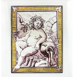 Portuguese hand painted tiles. Bacchus