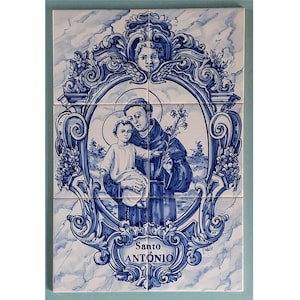 Portuguese tile. Tile panel. Saint Anthony. Portuguese Ceramics.