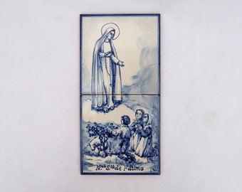 Our Lady of Fátima. Portuguese tile, hand-painted using majolica technique