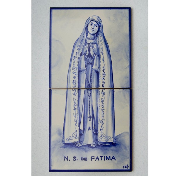 Notre-Dame de Fatima. Carrelage portugais, peint à la main selon la technique de la majolique