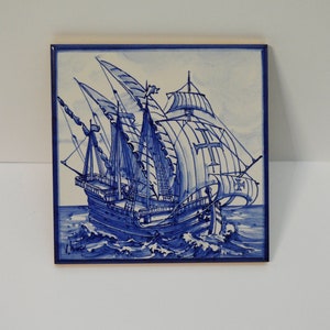 Portuguese tile, hand-painted using majolica technique