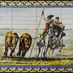 Campinos. Portuguese tile, hand-painted using majolica technique