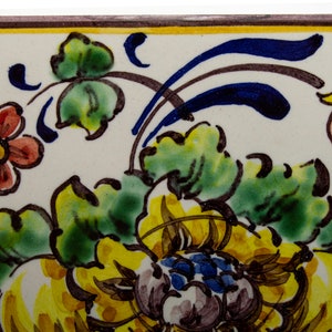 Portuguese hand painted tile. Tile with basket with flowers image 7
