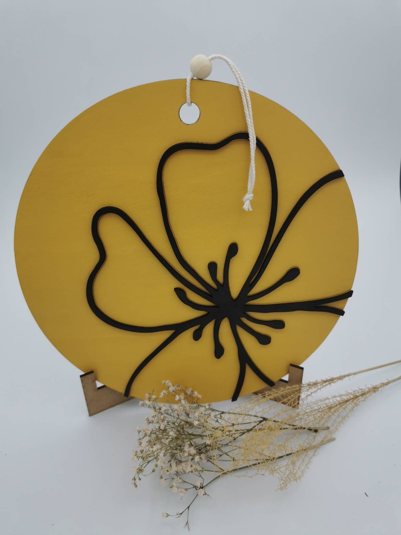 Cadre Floral Suspension Couleur Moutarde