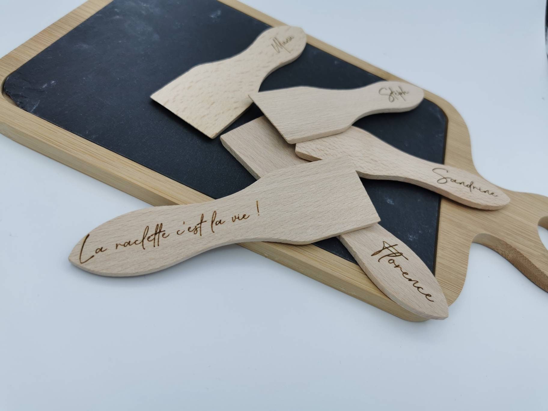 Spatule Raclette en Bois de Hêtre Du Jura Personnalisable