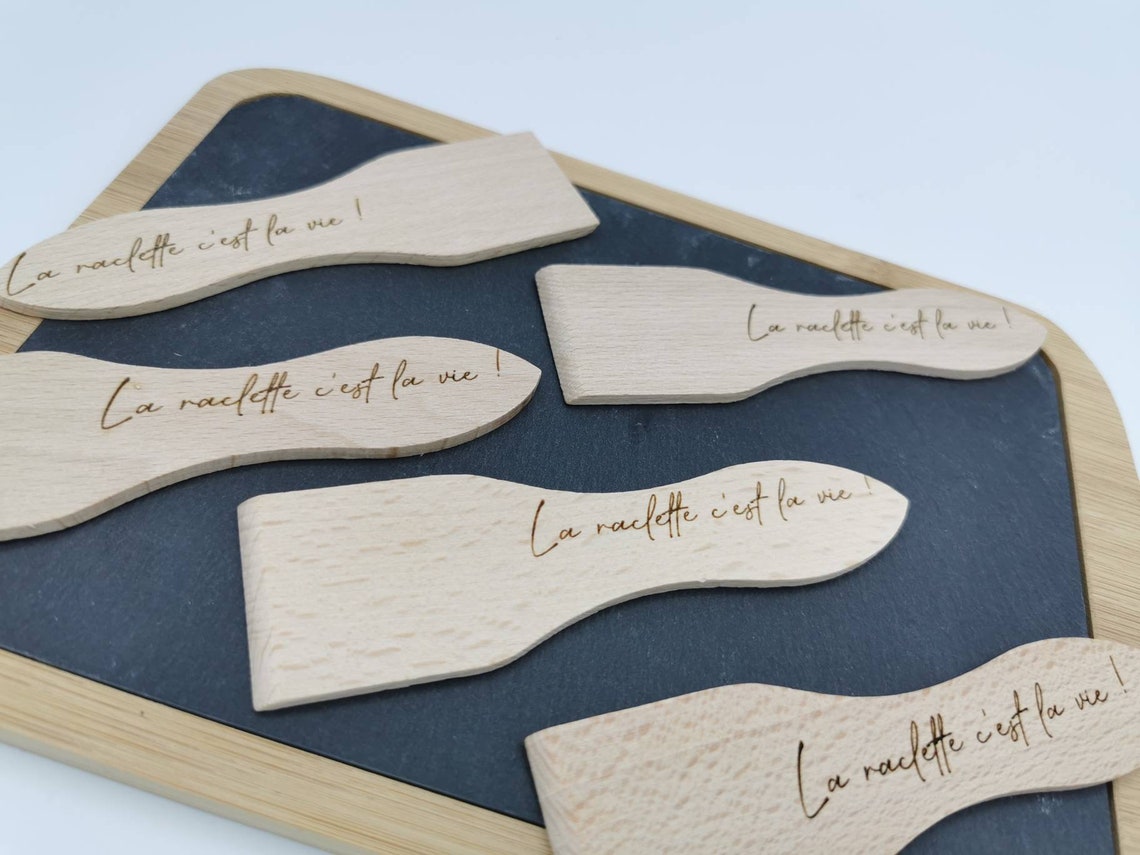 Spatule Bois Cuisine 8 Spatules à Raclette En Bois De Hêtre : Lot De 8 Spatules - Artisanat Poêlon Raclette Tefal