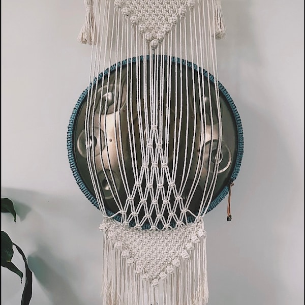 Macrame Drum hanger.Drum storage. Hand pan hanger. Hangdrum. Music instrument hanger. Music Accessories. Wall hanging