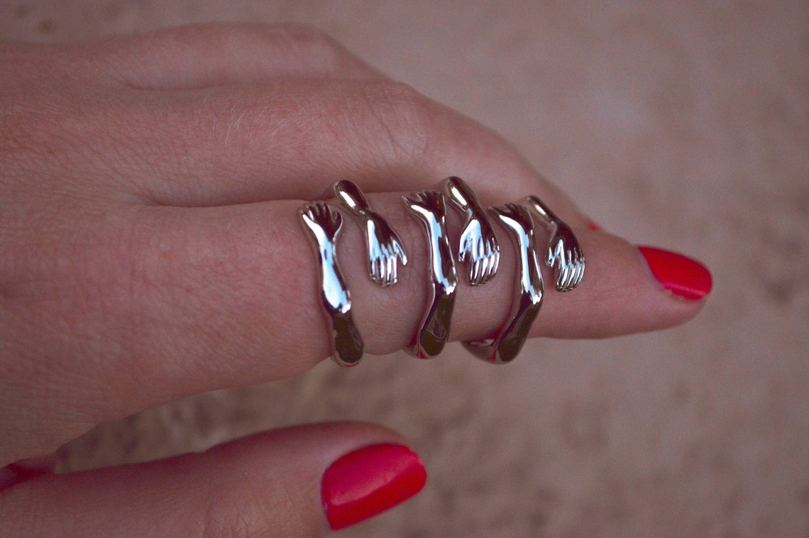 Hug Ring in Sterling Silversilver Hug Ringhugging Hands | Etsy