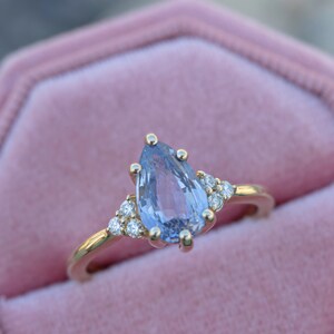 Pastel Blue Sapphire Engagement Ring,Rose Gold Sapphire Engagement Ring,White Sapphire Engagement Ring,Sapphire Promise Ring,Sapphire Ring image 2