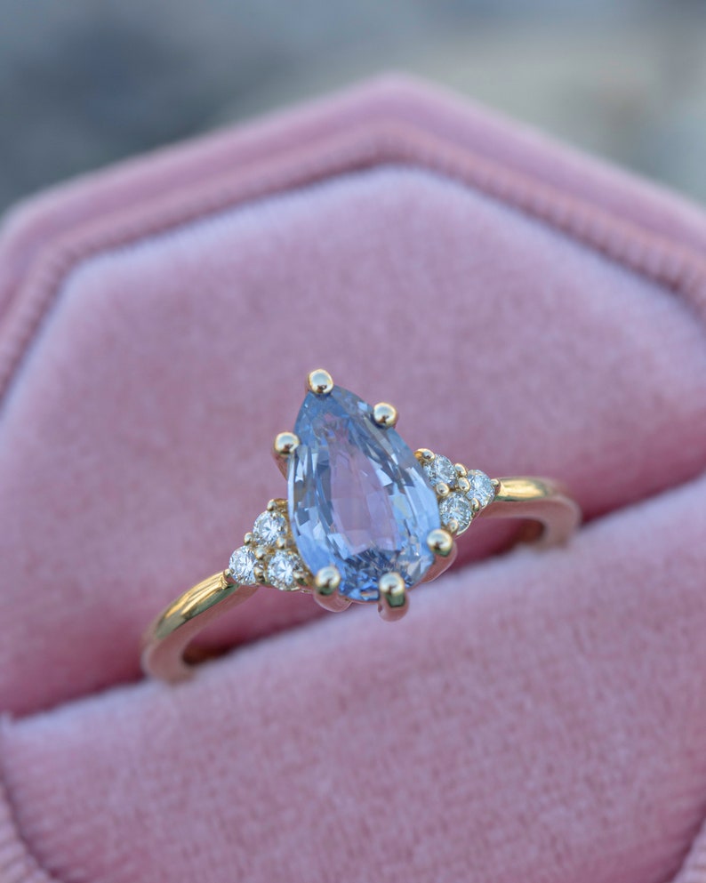 Pastel Blue Sapphire Engagement Ring,Rose Gold Sapphire Engagement Ring,White Sapphire Engagement Ring,Sapphire Promise Ring,Sapphire Ring image 2