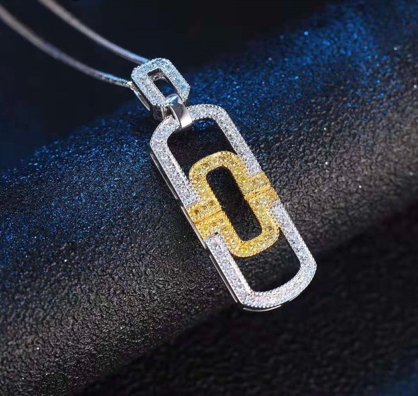 Diamond Paper Clip Necklace 18K Solid Goldpaperclip Chain Etsy