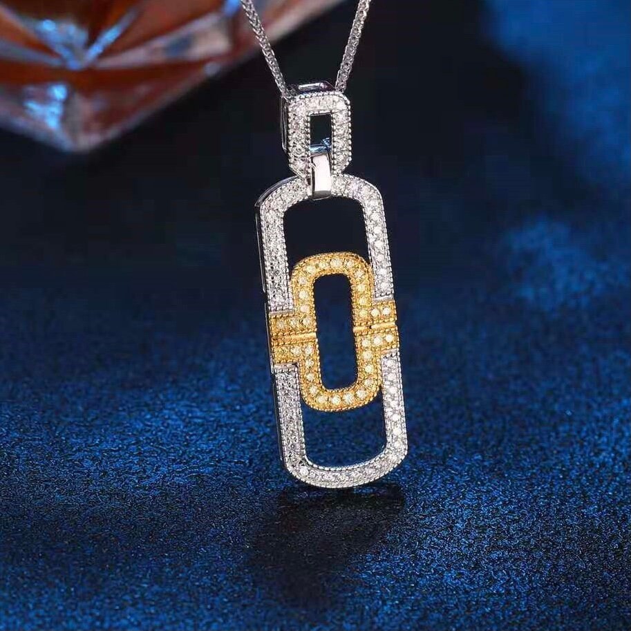 Diamond Paper Clip Necklace 18K Solid Goldpaperclip Chain Etsy UK