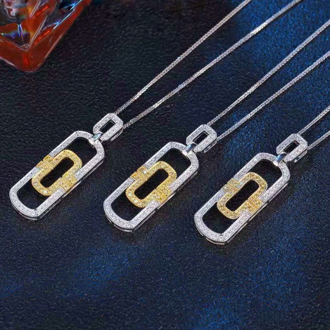 Diamond Paper Clip Necklace 18K Solid Goldpaperclip Chain Etsy UK