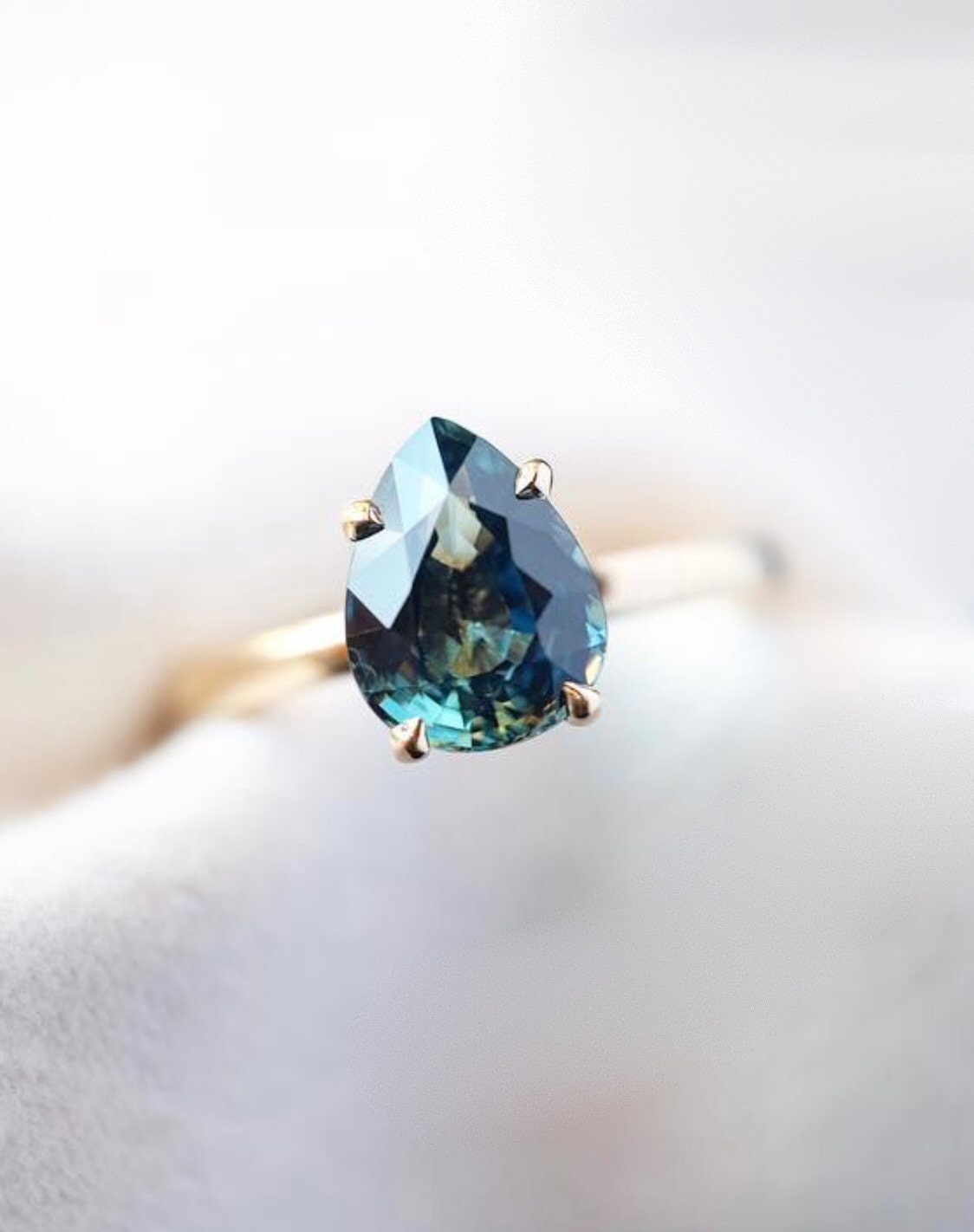 Teal Blue Montana Saphir Ring Birnenform 14K Gold Montana Saphir Verlobungsring Birnenform Montana Saphir Ring Petrol Blauer Saphir Etsy