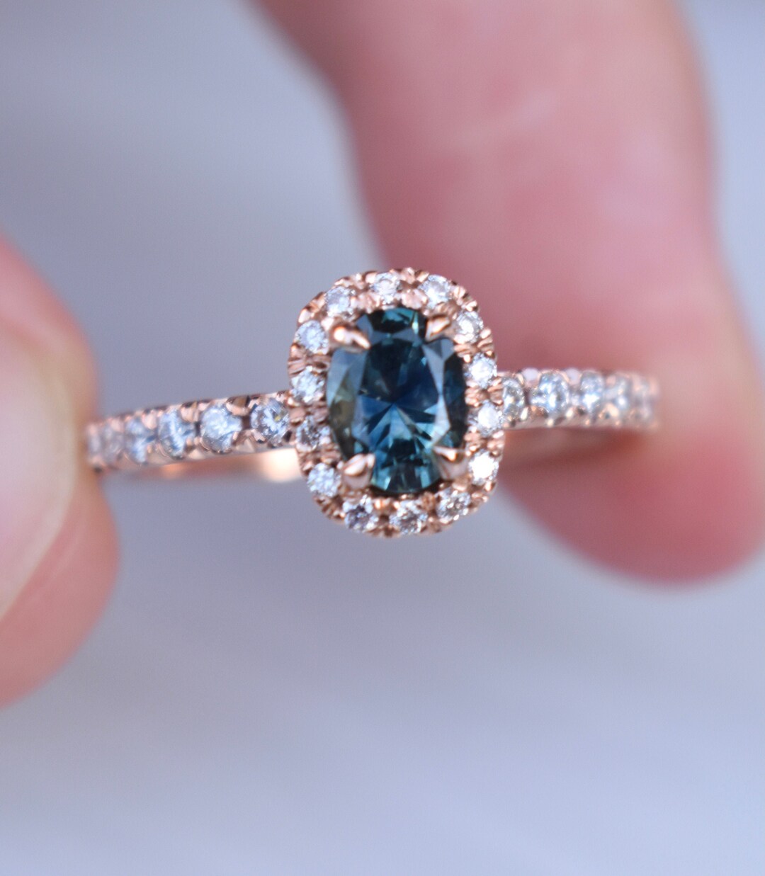 Blue Green Sapphire Engagement Ring 14kgoldteal Blue Montana - Etsy