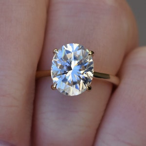 4 ct Oval Moissanite Engagement Ring,Oval Cut Moissanite Ring,Oval Wedding Ring,Solitaire Engagement Ring,Custom Engagement Ring