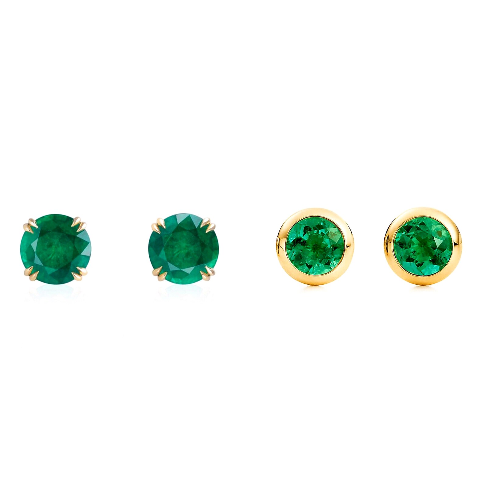 14K Gold Emerald Stud Earrings 3.62 Ctwgold Emerald Etsy
