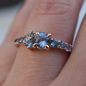 Frida Montana Sapphire Ring,Cluster Engagement Ring,Womens Cluster Wedding Ring Vintage,Montana Sapphire Cluster Engagement Ring