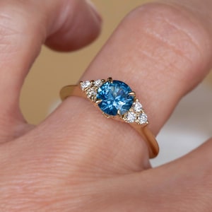 Sky Blue Montana Sapphire Engagement Ring 14K Gold,Teal Blue Montana Sapphire Ring,Natural Sapphire Solitaire Ring,Teal Sapphire Ring