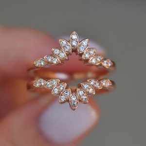 Diamond Ring Enhancer,Diamond Wedding Band,Diamond Ring Guard,Floral Ring Enhancer,Wedding Bridal Ring,Art Deco Wedding Band,Crown Wrap Ring