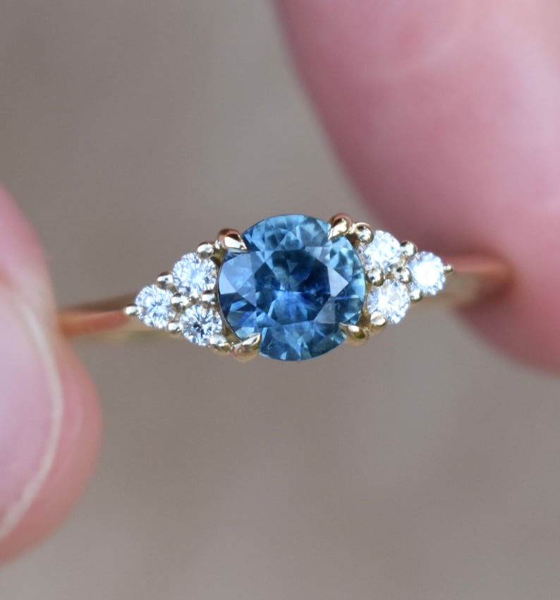 Sky Blue Montana Sapphire Engagement Ring 14K Goldteal Blue | Etsy