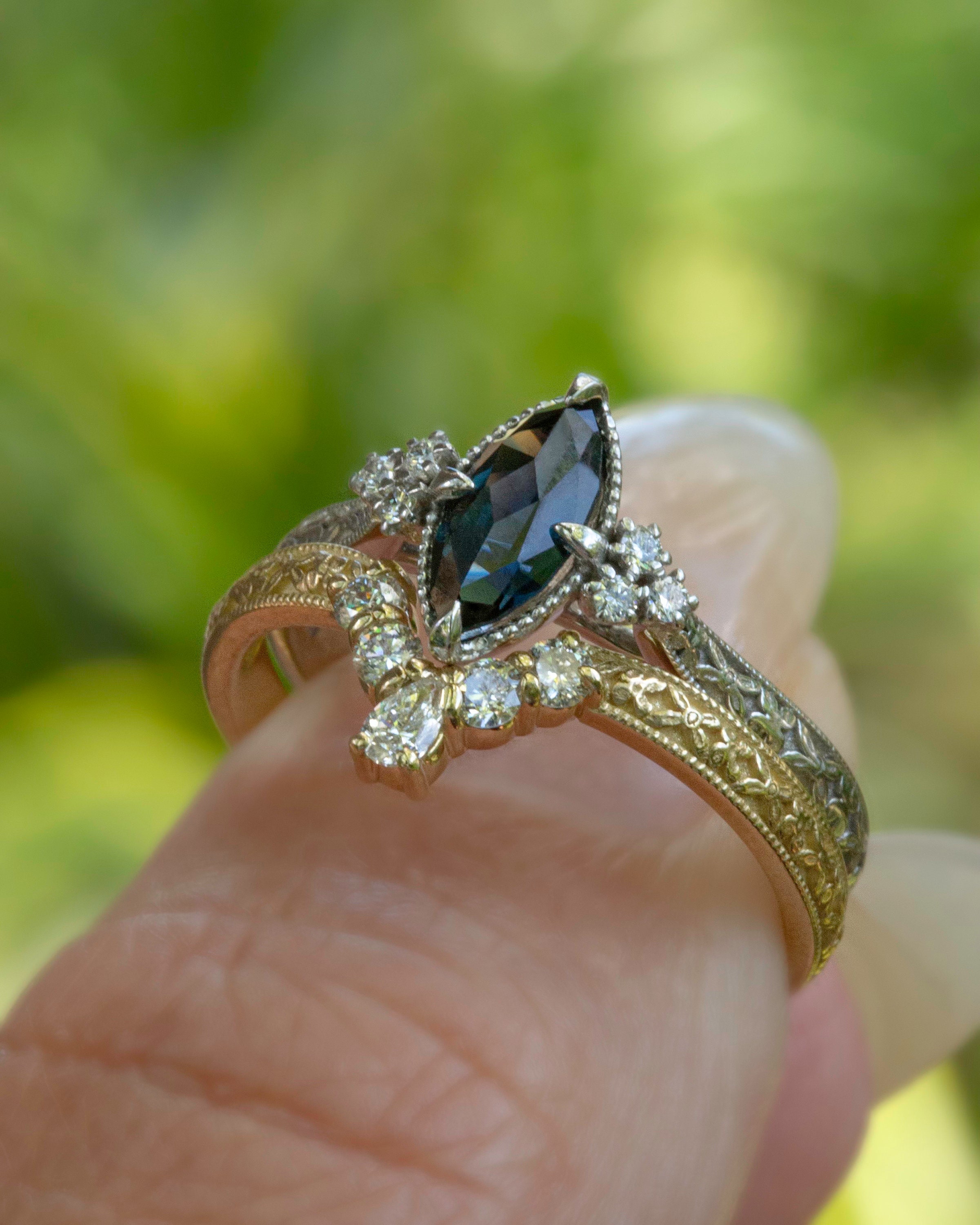 Marquise sapphire and diamond ring discount