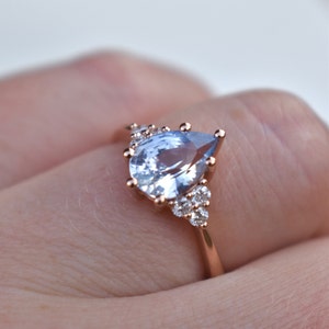 Pastel Blue Sapphire Engagement Ring,Rose Gold Sapphire Engagement Ring,White Sapphire Engagement Ring,Sapphire Promise Ring,Sapphire Ring image 5